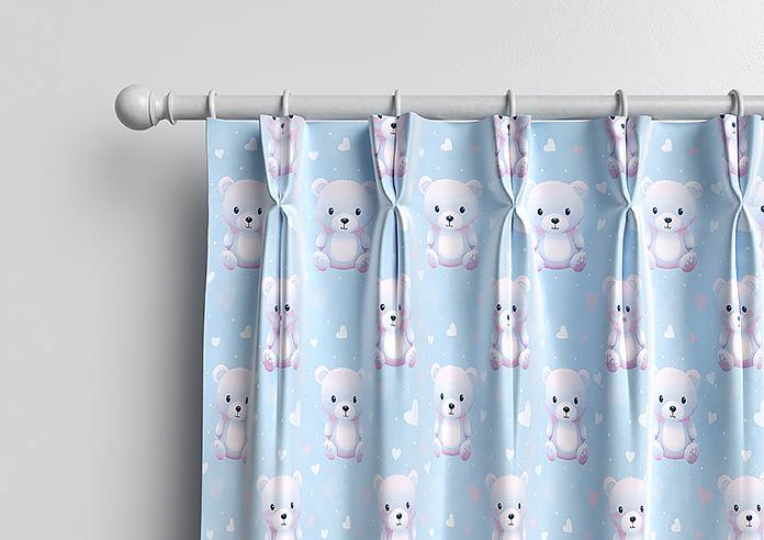 Little Bear, Blue Cotton - Made to Measure Curtains - Image 10